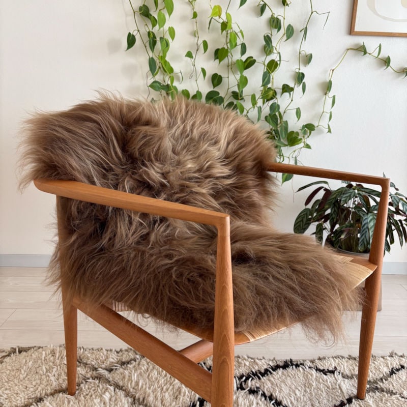 Glencroft 長毛シープスキン ラグ キャラメルブラウン 60x90cm アイスランド ラム グレンクロフト イギリス