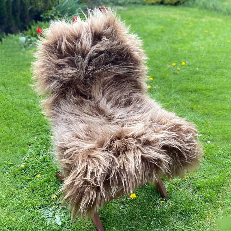 Glencroft 長毛シープスキン ラグ キャラメルブラウン 60x90cm アイスランドラム グレンクロフト イギリス