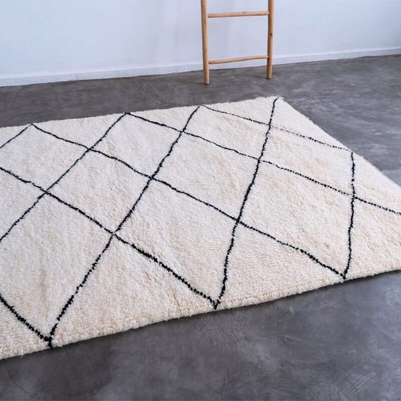 ふかふか厚さ3cm！ベニワレン ラグ 165 x 255 cm ウール100% 新品 一点もの モロッコ製 No. N255102