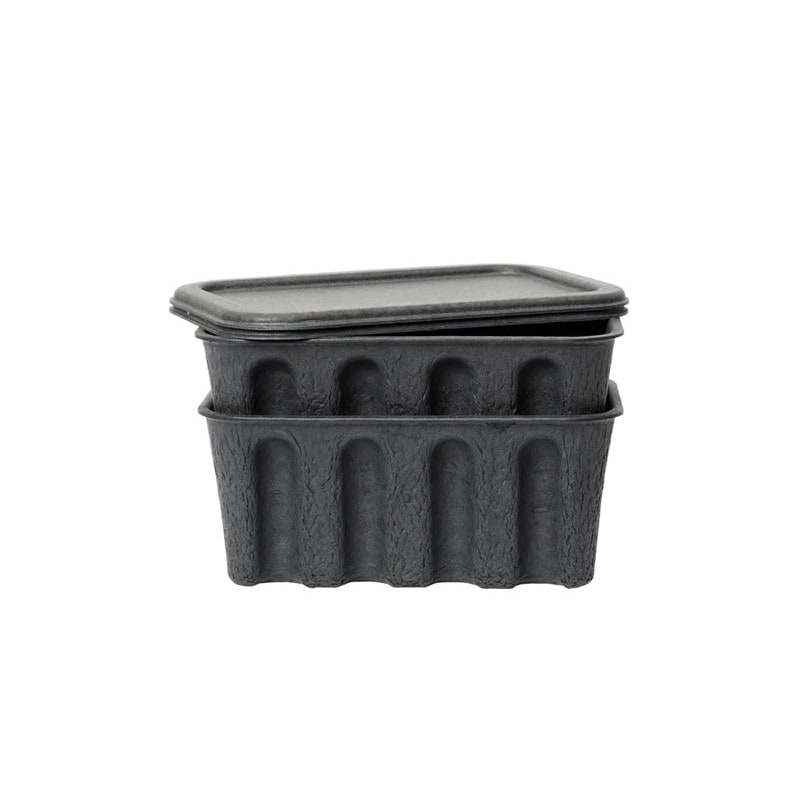 Ferm Living ペーパーパルプ 収納ボックス S チャコール 2個セット ファームリビング 北欧 デンマーク 日本正規販売店品