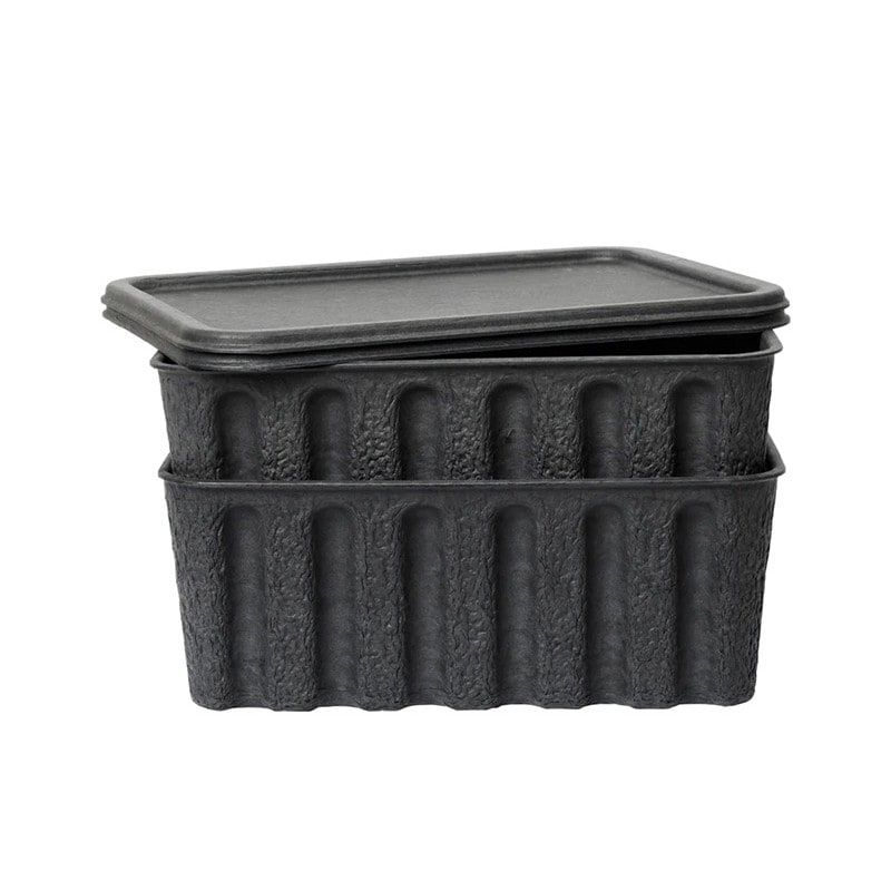 Ferm Living ペーパーパルプ 収納ボックス L チャコール 2個セット ファームリビング 北欧 デンマーク 日本正規販売店品