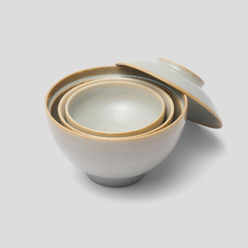 ＼長谷川あかりさんコラボ／ よりそう入れ子碗 4点セット（汁碗・茶碗・小鉢・取り皿）［灰］食洗機･電子レンジOK 多治見 日本製 KIHON NO UTSUWA