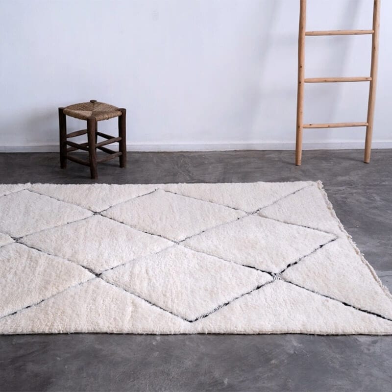 ふかふか厚さ2.5cm！ベニワレン ラグ 150 x 235 cm ウール100% 新品 一点もの モロッコ製 No. N260802