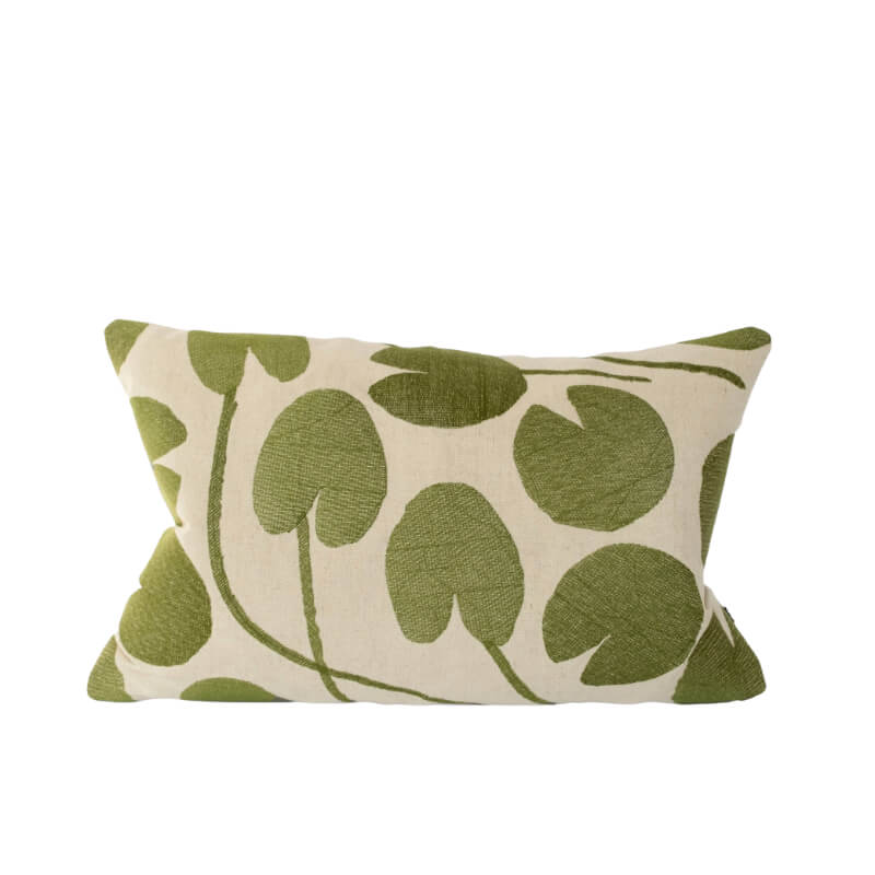 Fine Little Day 睡蓮 刺しゅう クッションカバー グリーン 38x58cm 麻70% 北欧 スウェーデン【ネコポスOK】