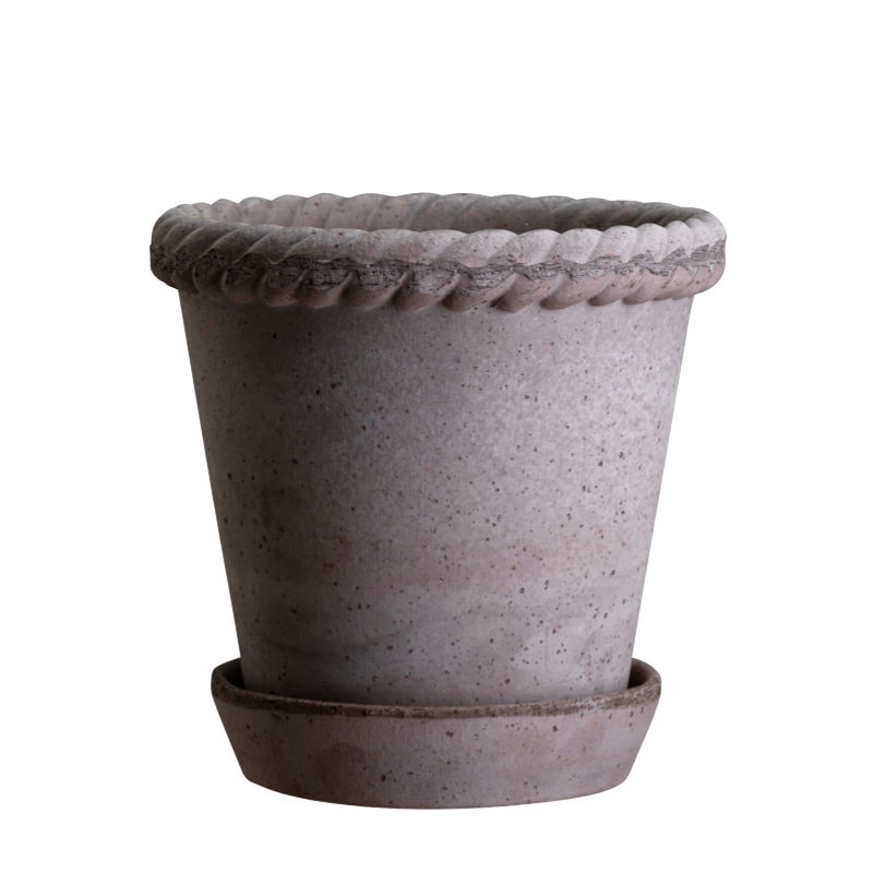 Bergs Potter 植木鉢 Emilia グレー φ16cm 18cm 受け皿付き 素焼き 北欧 デンマーク
