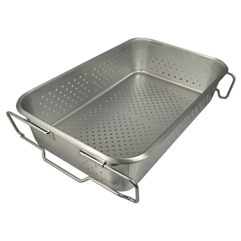 【HACCP】【NSF】18-8 給食バット運搬型 半カールフランジタイプ 積み重ねハンドル 穴明 深さ140mm SH-6038PF