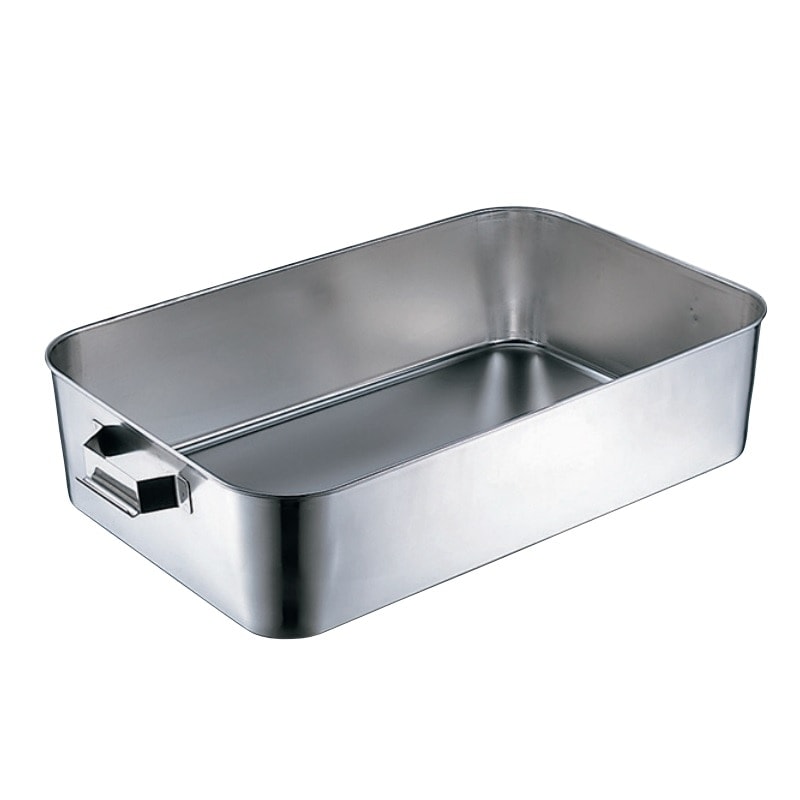 【受注生産品】18-8 給食バット 固定ハンドル 深さ250mm SH-6038-10K