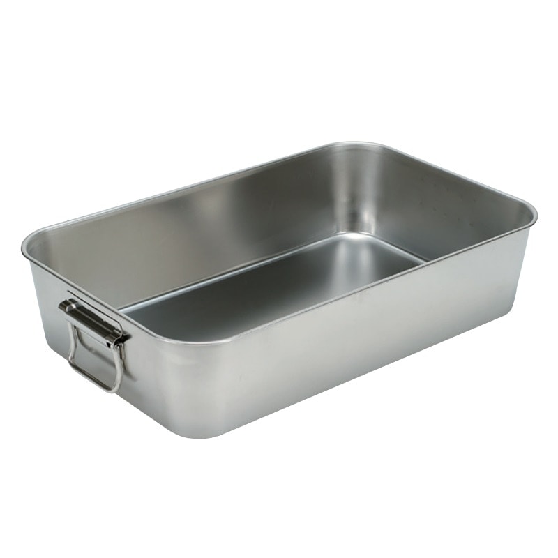 18-8 給食バット 可動ハンドル 深さ120mm SK-6038-5H