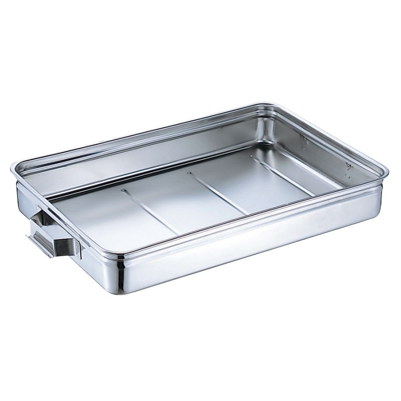 【受注生産品】18-8 番重バット(固定ハンドル付) 特大 深型12cm SH-6644-12KH　 