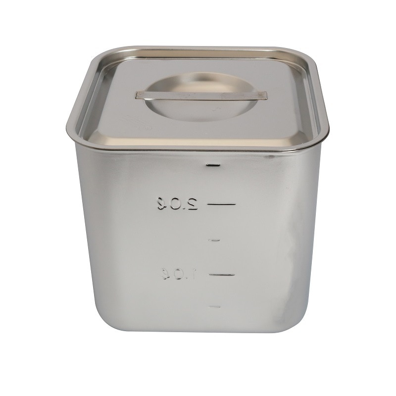 HACCP】【NSF】18-8 深型角キッチンポット 目盛付 2.7L SH-4214D