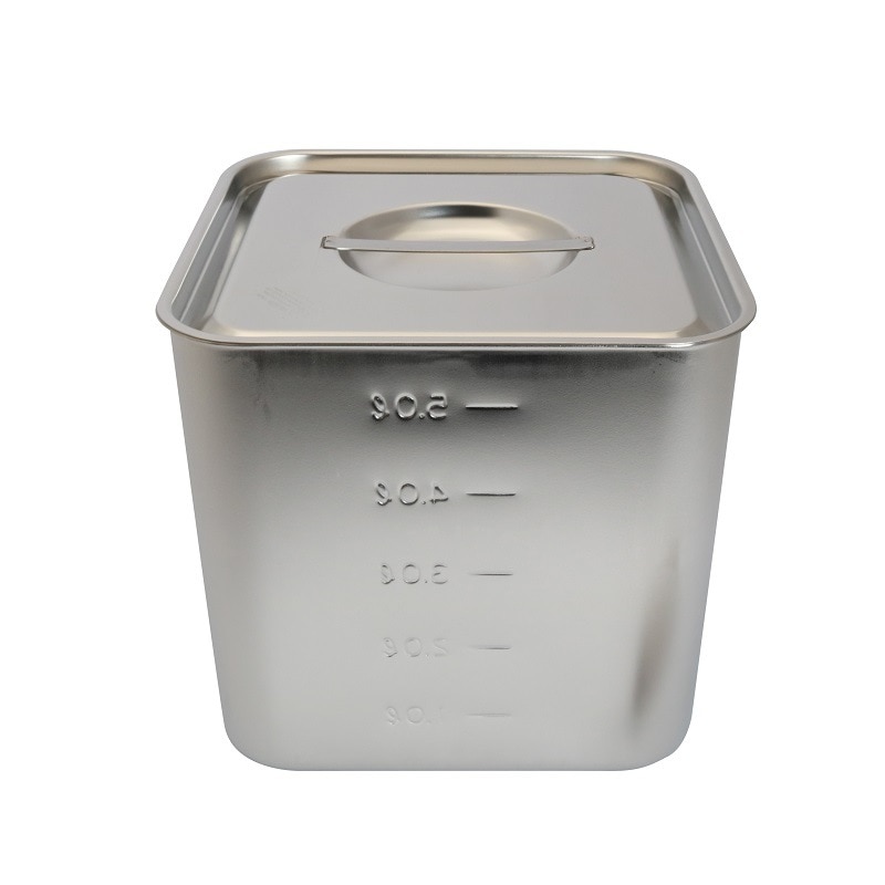 HACCP】【NSF】18-8 深型角キッチンポット 目盛付 6.0L SH-4218D