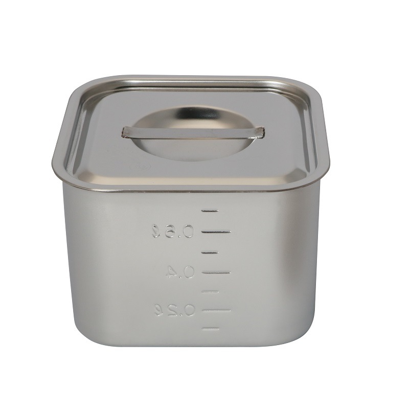 HACCP】【NSF】18-8 浅型角キッチンポット 目盛付 0.8L SH-4210