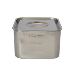 HACCP】【NSF】18-8 浅型角キッチンポット 目盛付 3.1L SH-4217