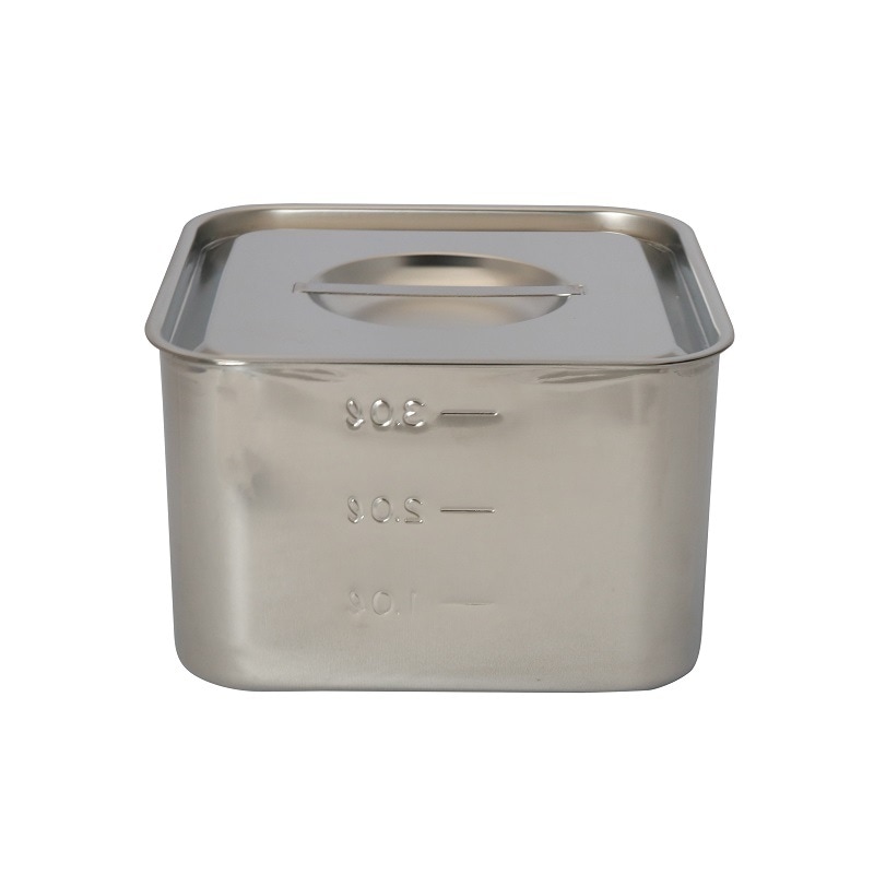 HACCP】【NSF】18-8 浅型角キッチンポット 目盛付 3.1L SH-4217