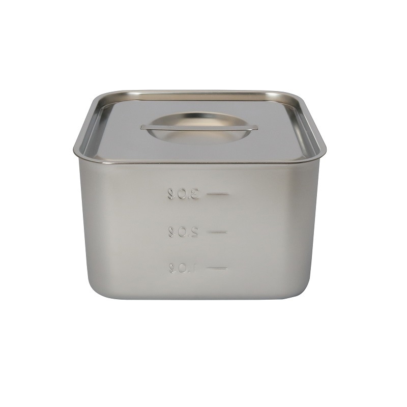 HACCP】【NSF】18-8 浅型角キッチンポット 目盛付 4.0L SH-4218