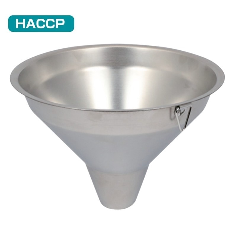 【HACCP】18-8 フラットフランジ粉ロート ウェットブラスト加工 引っ掛け金具付き 21cm WF-21SK