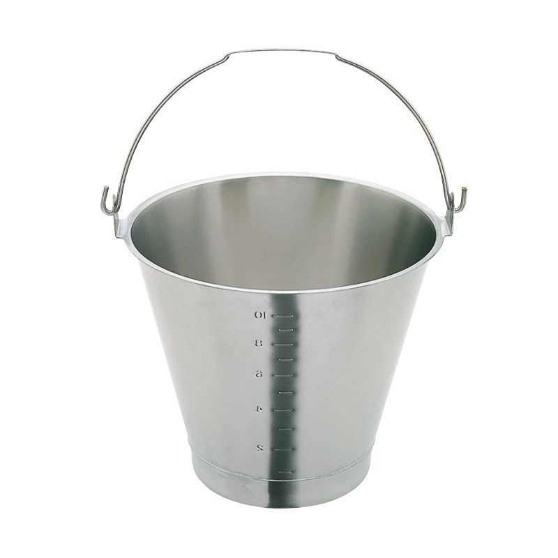 HACCP】18-8 目盛付バケツ(ベース付) 平取手 約12L SH-549-13WBM