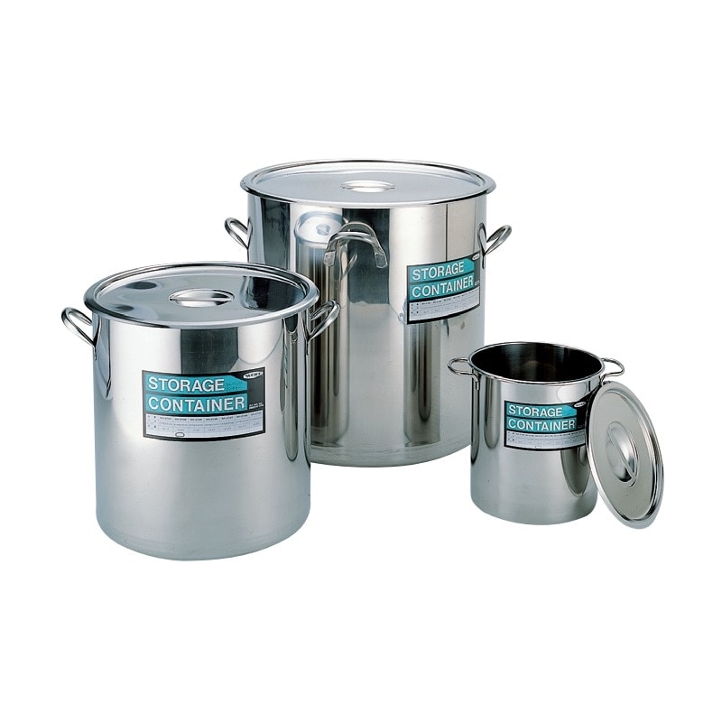【取寄品】18-8 ストレッジコンテナ(寸胴鍋) 取手4ヶ 蓋付 容量約125.6L SH-2197
