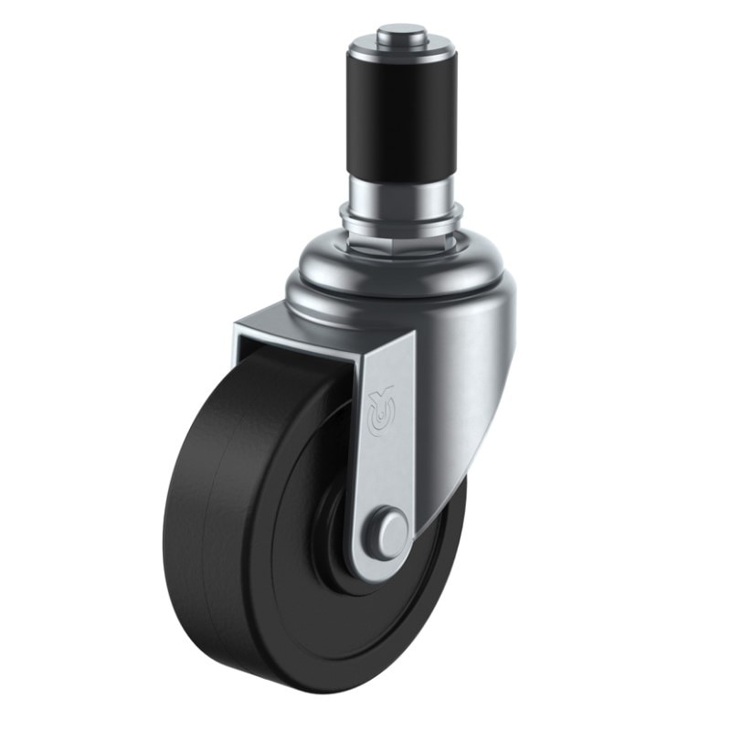 ユーエイ 差し込み式キャスター 丸パイプφ38用 ユニクロームメッキ ゴム車輪(径75) TO-7001-7Y STF-75RH,φ35P )