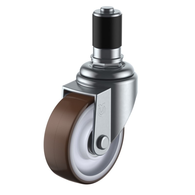 ユーエイ 差し込み式キャスター 丸パイプφ38用 クロームメッキ