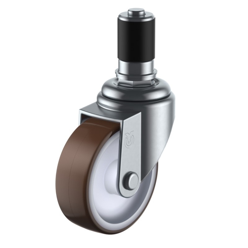 ユーエイ 差し込み式キャスター 丸パイプφ38用 クロームメッキ ウレタン車輪(径100) TO-7001-13Y ETF-100UR,φ35P