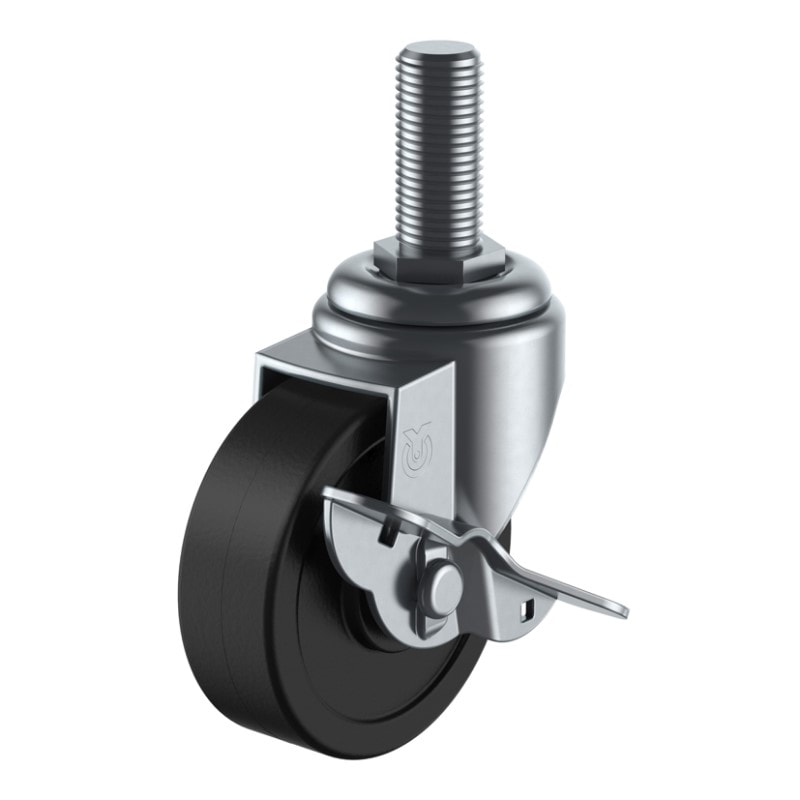取寄品】ユーエイ ネジ込み式キャスター(ストッパー付) M16×P2.0