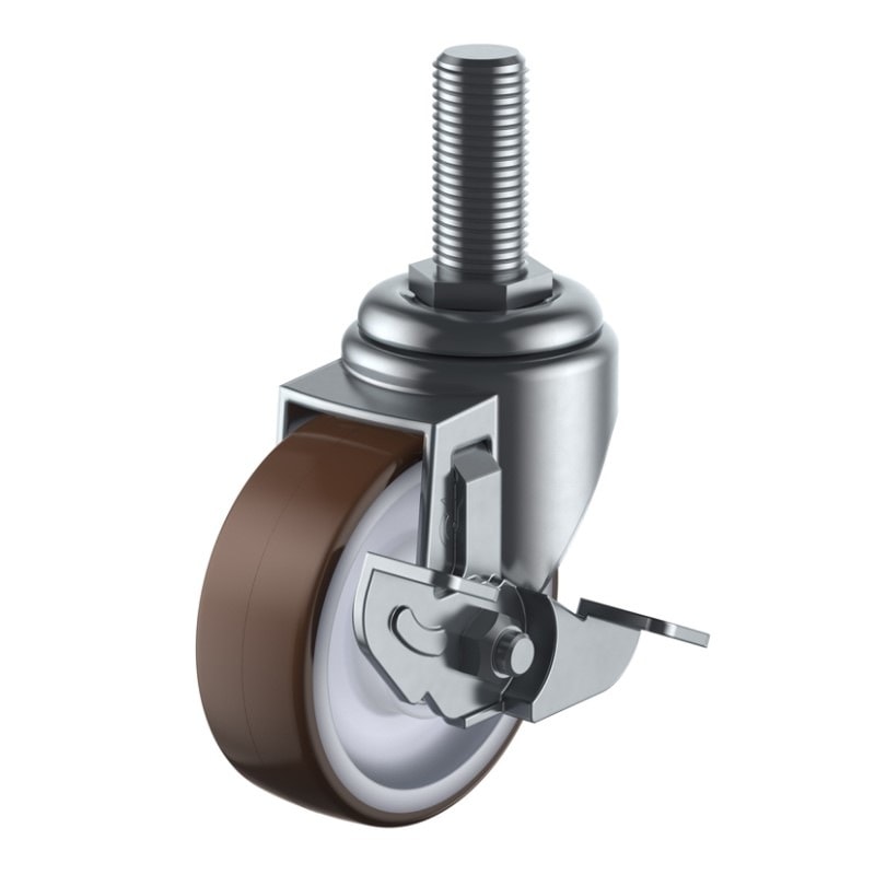 ユーエイ ネジ込み式キャスター(ストッパー付) W3/4×P10 ユニクローム