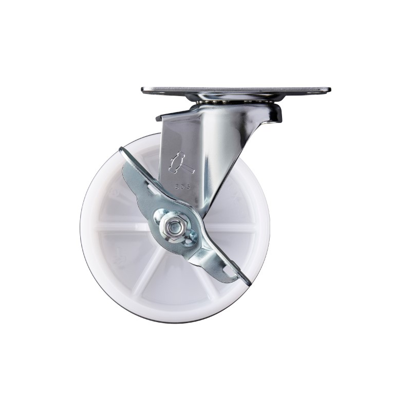 取寄品】ハンマーキャスター 自在型平付式(ストッパー付) ステンレス