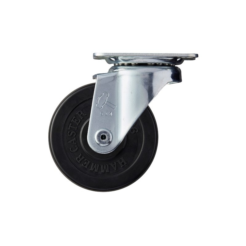 取寄品】ハンマーキャスター 自在型平付式 ステンレス ゴム車輪(径65