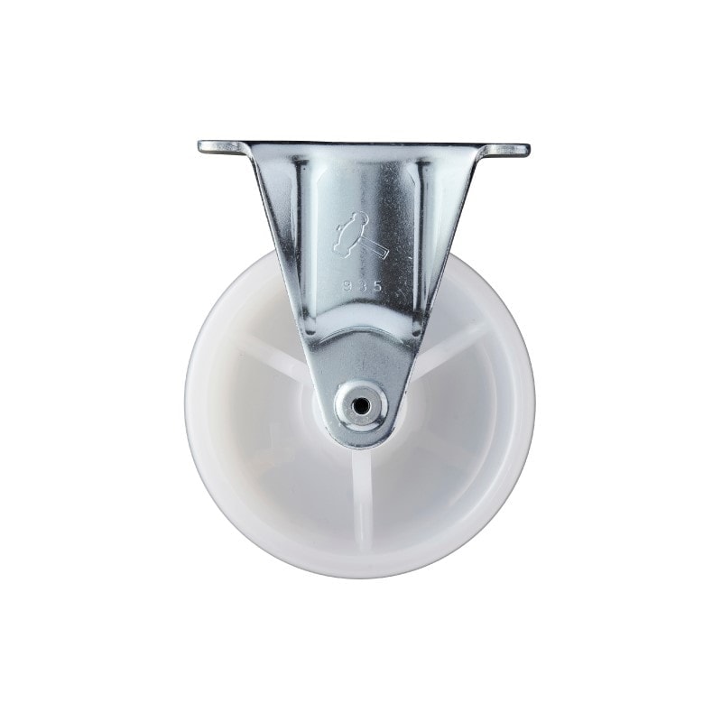 【受注生産品】ハンマーキャスター 固定型平付式(自在車と同ピッチ) ステンレス ナイロン車輪(径50) TO-8034-2HS 320SRP-N50