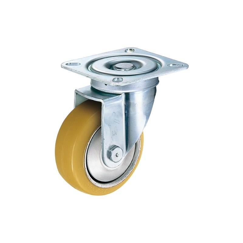 ハンマーキャスター 自在型平付式 3価クロム化成処理 ウレタン車輪(径