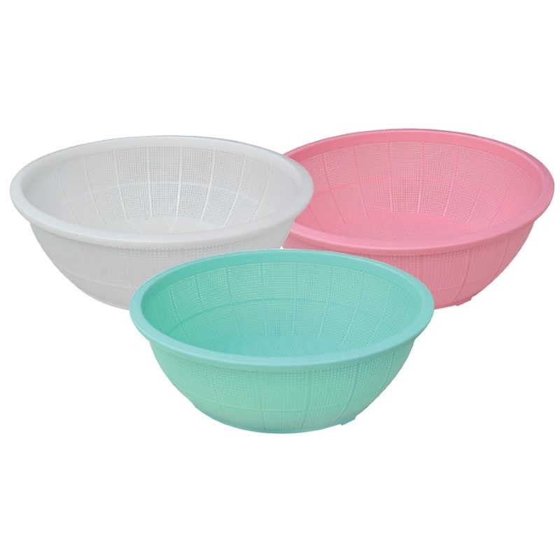 【取寄品】イケダ DX丸ざる　ホワイト/グリーン/ピンク