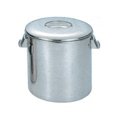 受注生産】18-8 テーパー型汎用容器 内蓋式・手付 80L THD-250