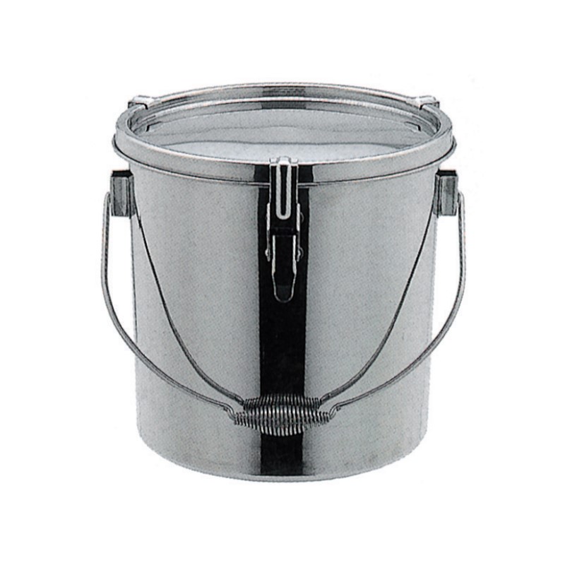 【受注生産】18-8 テーパー型密閉容器 キャッチクリップ式･吊取手付 25L TH-433H
