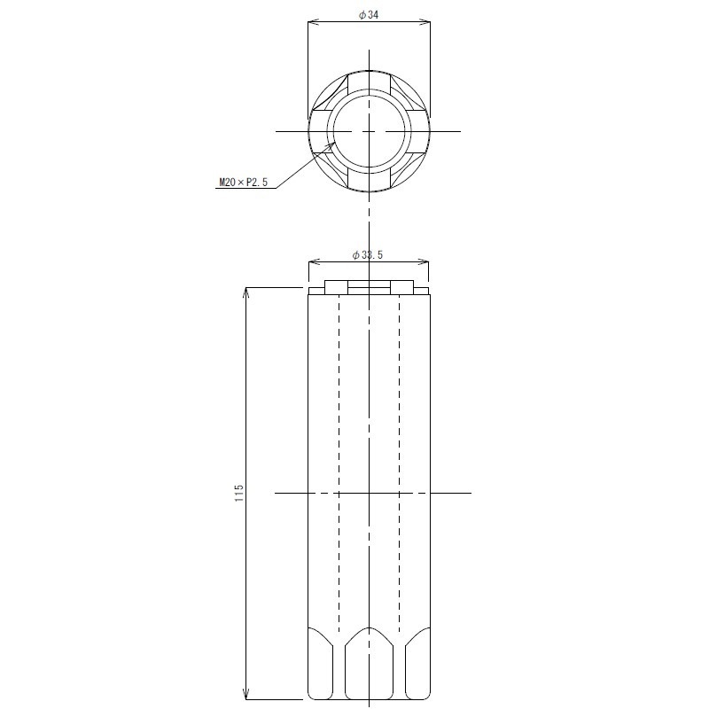 ロングアジャスター(中子) アジャスト脚(M20×P2.5)用 全長115mm TO-111
