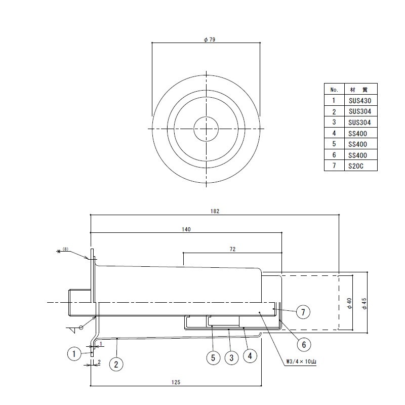 アジャスト脚 ネジ込みタイプ W3/4×10山 最短140mm 最長182mm TO-140SA