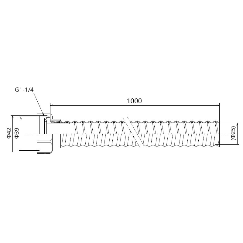 排水ホース 回転ナット G1-1/4ネジ 100cm TO-192SM | キッチン用排水