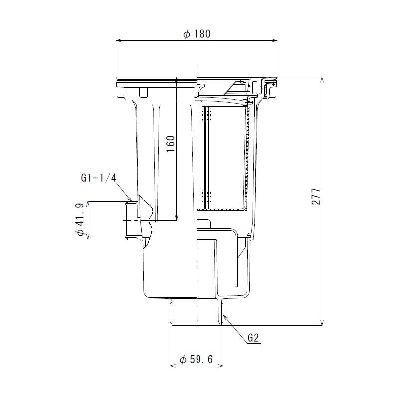 深型排水トラップ G2ネジ 樹脂カゴ TO-195BKWP | キッチン用排水