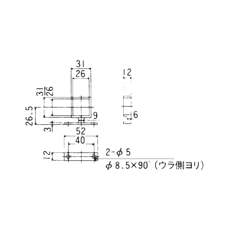 メール便】角柱用通し金具 TO-185TS【TO-185S/TO-185M/TO-185L/TO