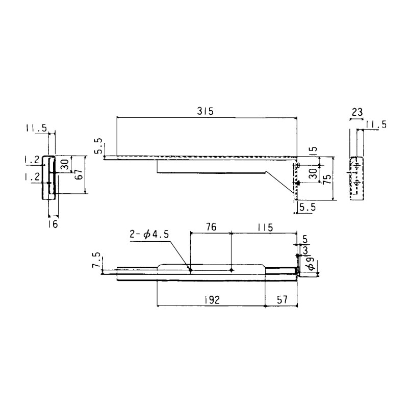 棚受ブラケット 315mm 90°左用 TO-185-T315L【TO-185S/TO-185M/TO-185L