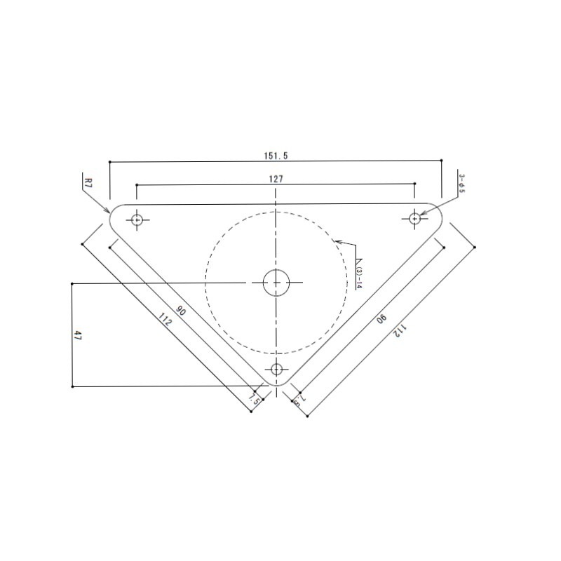アジャスト脚 三角プレート 平付けタイプ W3/4×10山 最短130mm 最長