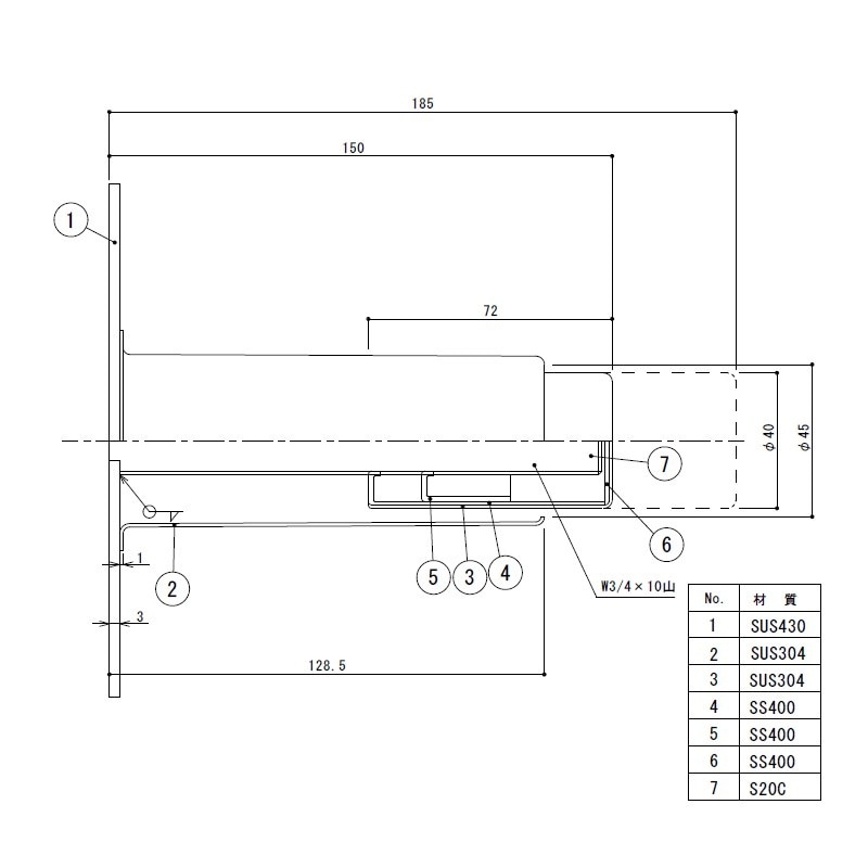 アジャスト脚 三角プレート 平付けタイプ W3/4×10山 最短200mm 最長