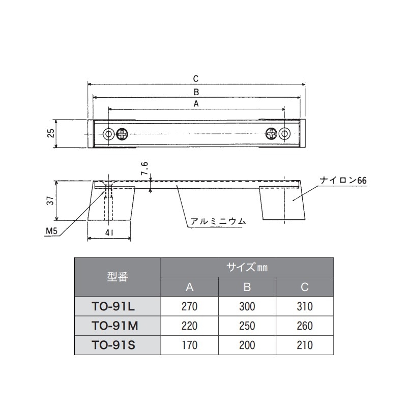 アルミ取手 大 TO-91L | 業務用厨房部品,内装部品,ラッチ・ハンドル