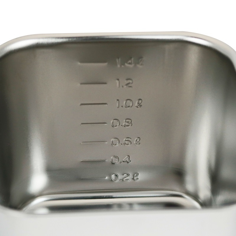 HACCP】【NSF】18-8 深型角キッチンポット 目盛付 1.7L SH-4212D