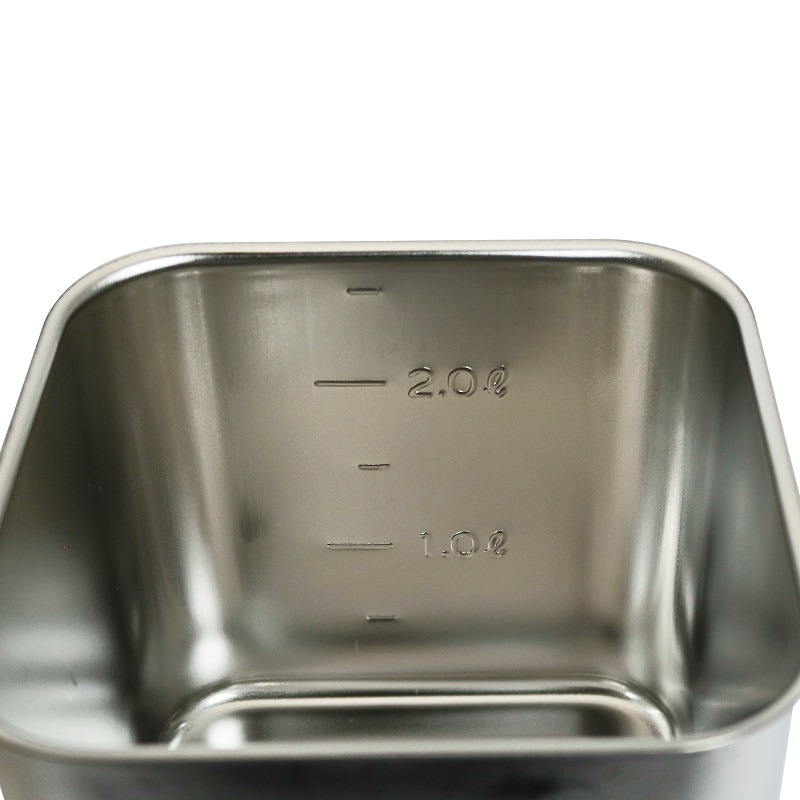 大きいサイズ　30ｾﾝﾁ キッチンポット　取手有 HACCP】【NSF】18-8 深型角キッチンポット 目盛付 2.7L SH-4214D