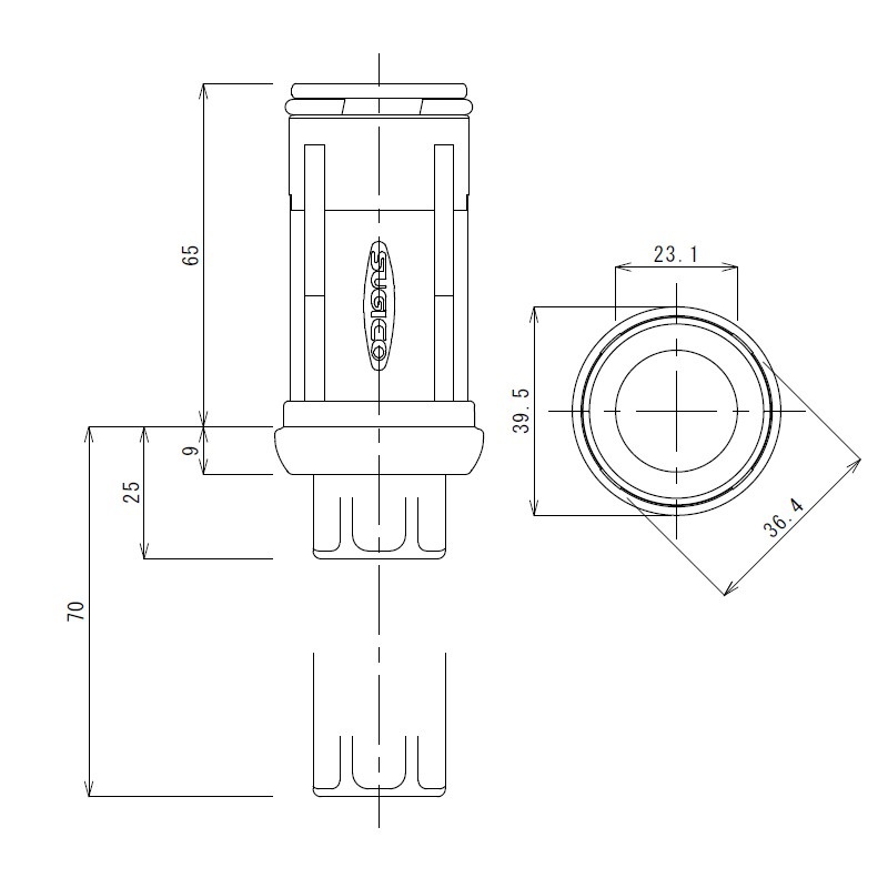 丸パイプ用樹脂アジャスト脚 Φ38×板厚1.2mm用 最短25mm 最長70mm TO-108SA-12P