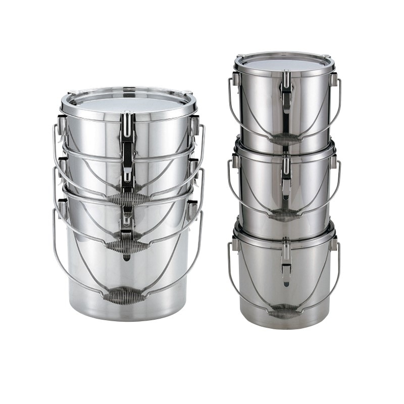 【受注生産】18-8 テーパー型密閉容器 キャッチクリップ式･吊取手付 20L TH-430H