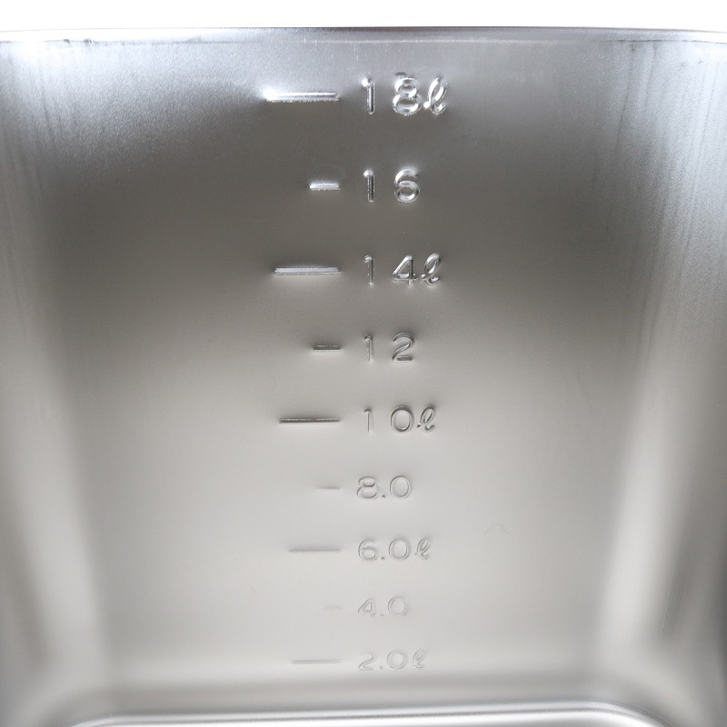 HACCP】18-8 深型角キッチンポット 目盛・手付 20.0L SH-4227D