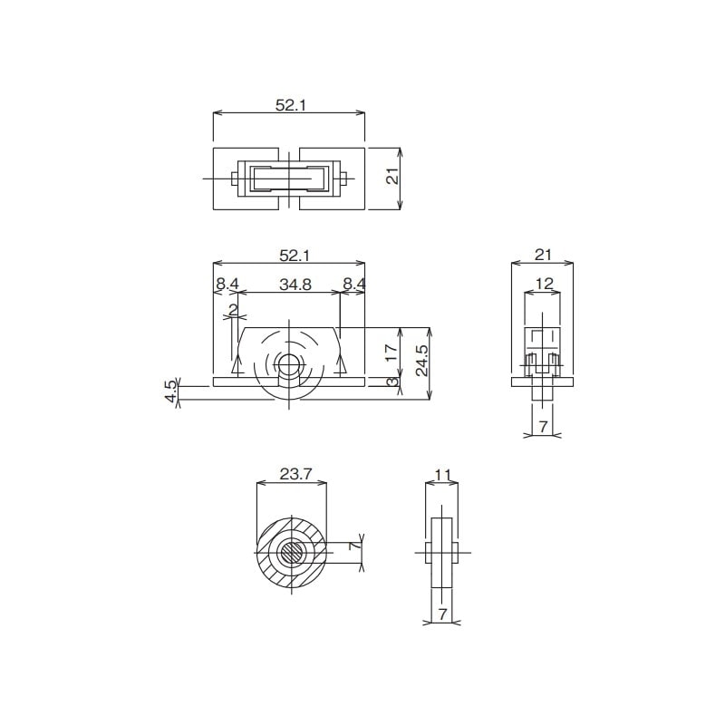 ワンタッチ戸車 平型 ナイロン製 ホワイト TO-174WT(ホワイト
