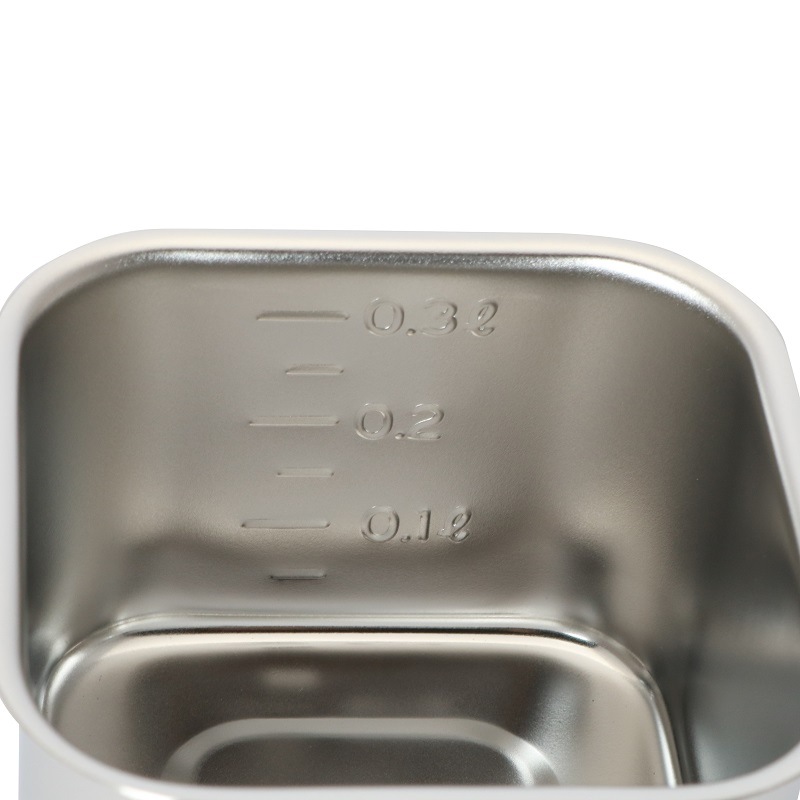 HACCP】【NSF】18-8 浅型角キッチンポット 目盛付 0.4L SH-4208